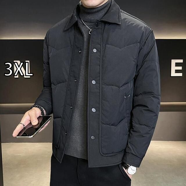 3XL 秋冬 コーデ メンズ 服 シンプル ファッション オシャレ 大人 かっこいい 大きいサイズ ストリート 紳士服 ダウン ジャケット アウター 暖かい カジュアル コットンコート