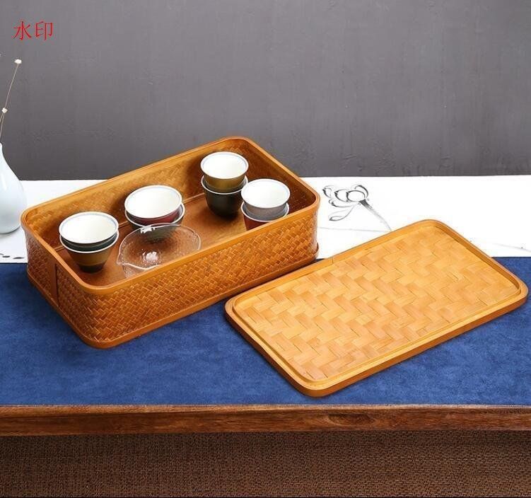 茶箱 カンフー茶道の貯蔵籠の弁当箱の復古手作りの茶箱