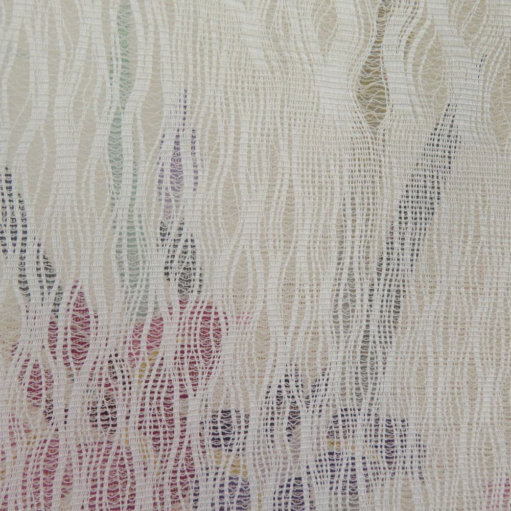 訪問着 紗 紗袷 櫛織り クリーム色 裏地絽 正絹 あやめ模様 箔入り 袷