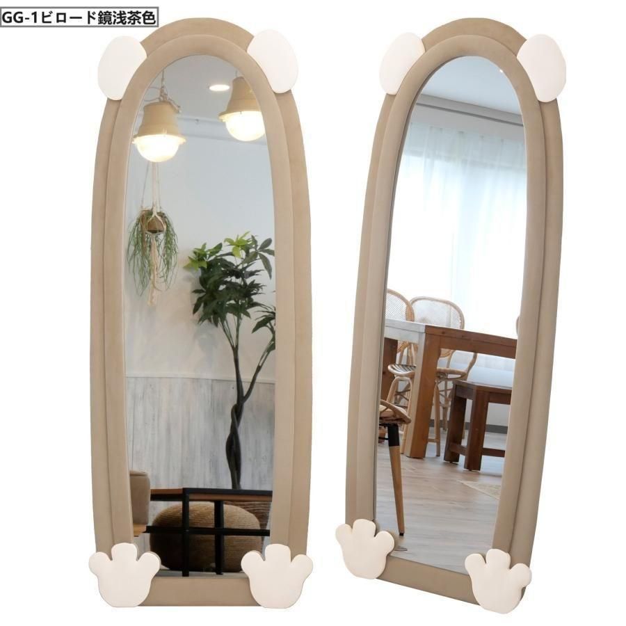 全身鏡 韓国風 クマ 可愛い 160x60 小売業者 ビロードフレーム 深茶色