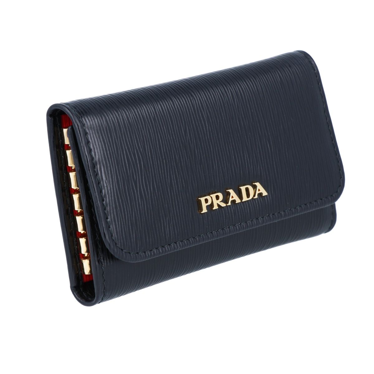 美品　PRADA プラダ　6連キーケース　ポケット　ワインレッド 上品　ロゴ 楽天市場】PRADA プラダ 6連キーケース三角ロゴプレート 型押し