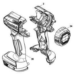 マキタ makita 14.4V インパクトドライバ TD138DZB 用 （黒）ハウジングセット品 183C27-4 リヤカバー 456286-8 2点 部品 パーツ 修理
