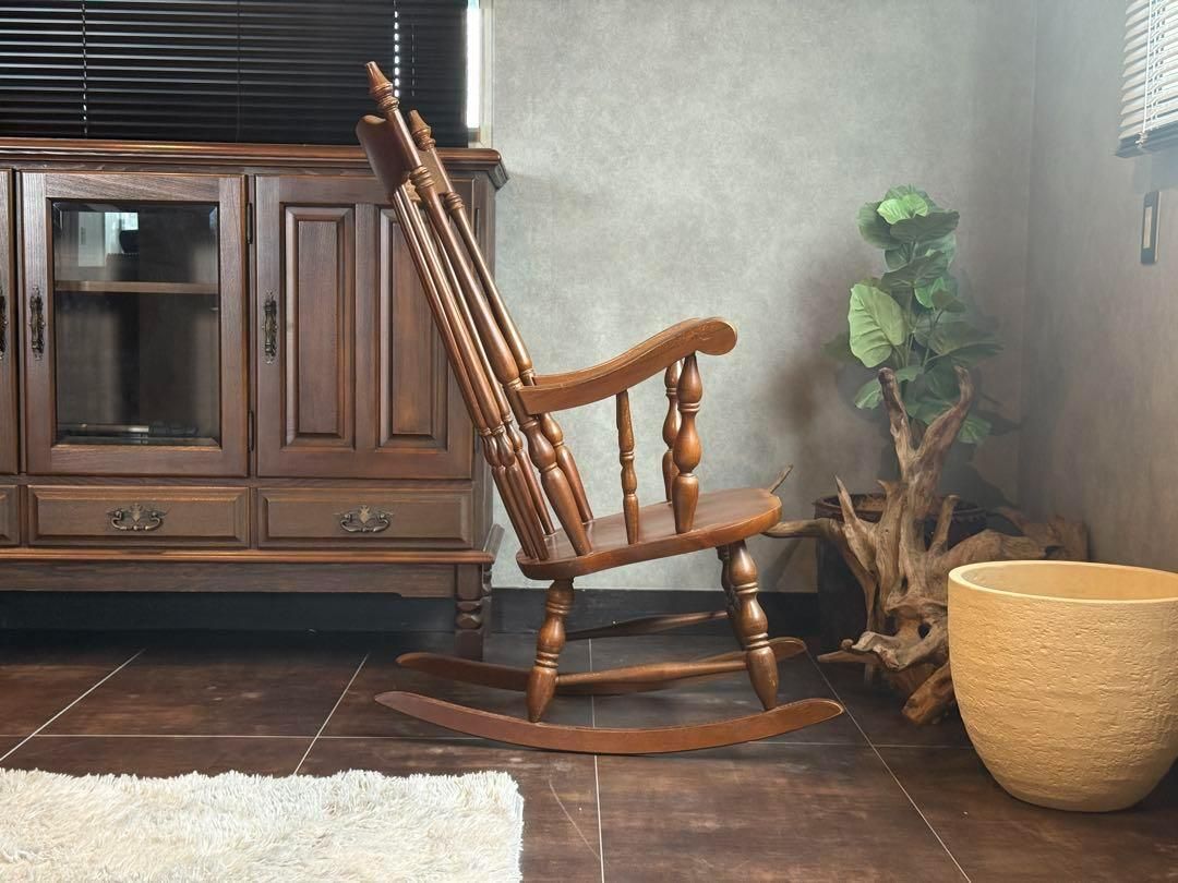 希少　太平WINDS アンティーク　ロッキングチェア　ヴィンテージ　木彫　nZ 希少 太平WINDS アンティーク ロッキングチェア ヴィンテージ