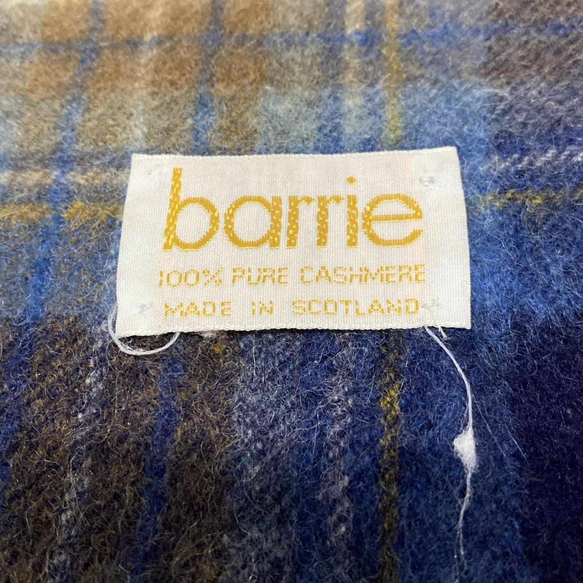 barrie バリー マフラー - ダークネイビー×ブルーグレー×マルチ チェック柄 カシミヤ