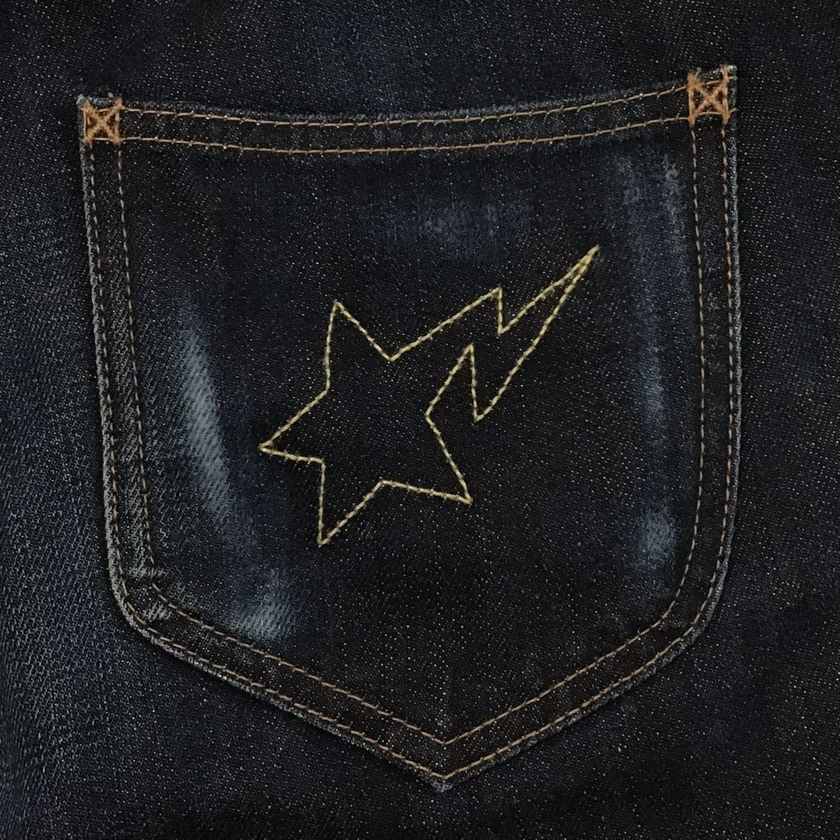 BAPE STA カレッジロゴ デニム パンツ Sサイズ a bathing ape denim  