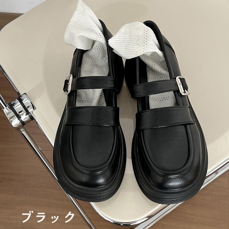 ローファー フォーマル靴 パンプス 4cm厚底靴 歩きやすい レディース 可愛い 女子高生 高校生 JK 制服 学生 おしゃれ シンプル エレガント 美脚 痛くない 疲れない 春夏秋 ブラック ホワイト sh