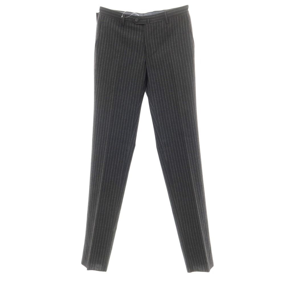 【中古】【未使用】マルコ ザニーニ MARCO ZANINI ウールカシミヤ ストライプ ドレススラックスパンツ ダークグレーxライトグレー【サイズ46】【メンズ】