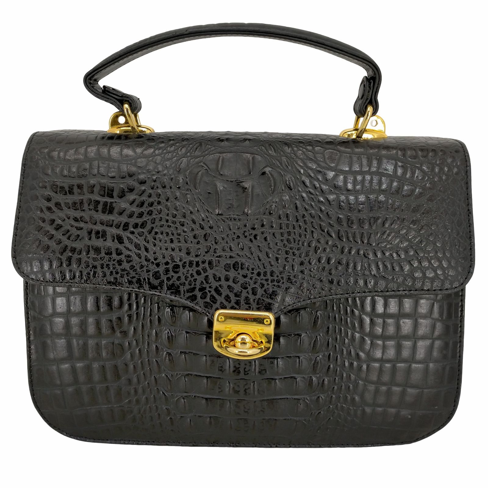 USED古着(ユーズドフルギ) {{ACCESSOIRES DE MADEMOISELLE}} クロコ型押し レザー ハンドバッグ  レディース 表記無 【中古】【ブランド古着バズストア】 ユーズドフルギ USED古着 クロコ型押し レザーハンドバッグ レディース