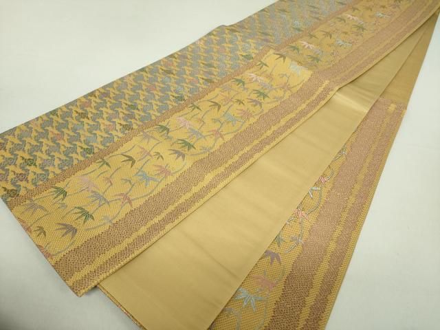 平和屋着物○六通柄袋帯 唐織 市楽織 立涌笹文 霊芝雲 金糸 正絹 逸品