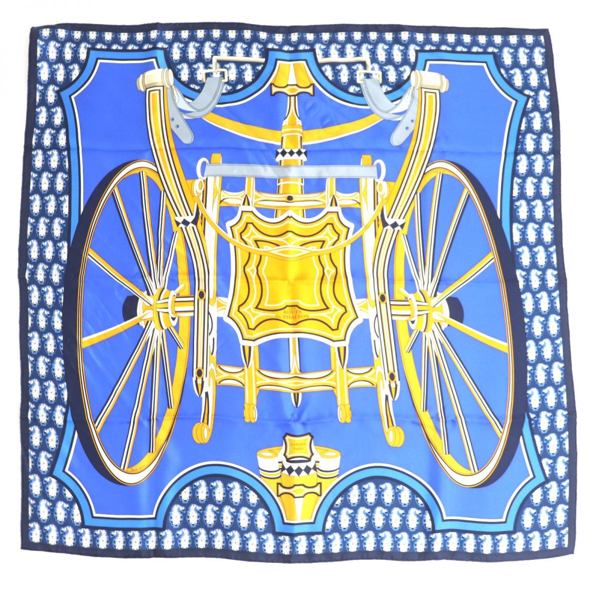 未使用品▽HERMES エルメス カレ90 LES ROUES DE PHAETON 四輪馬車の