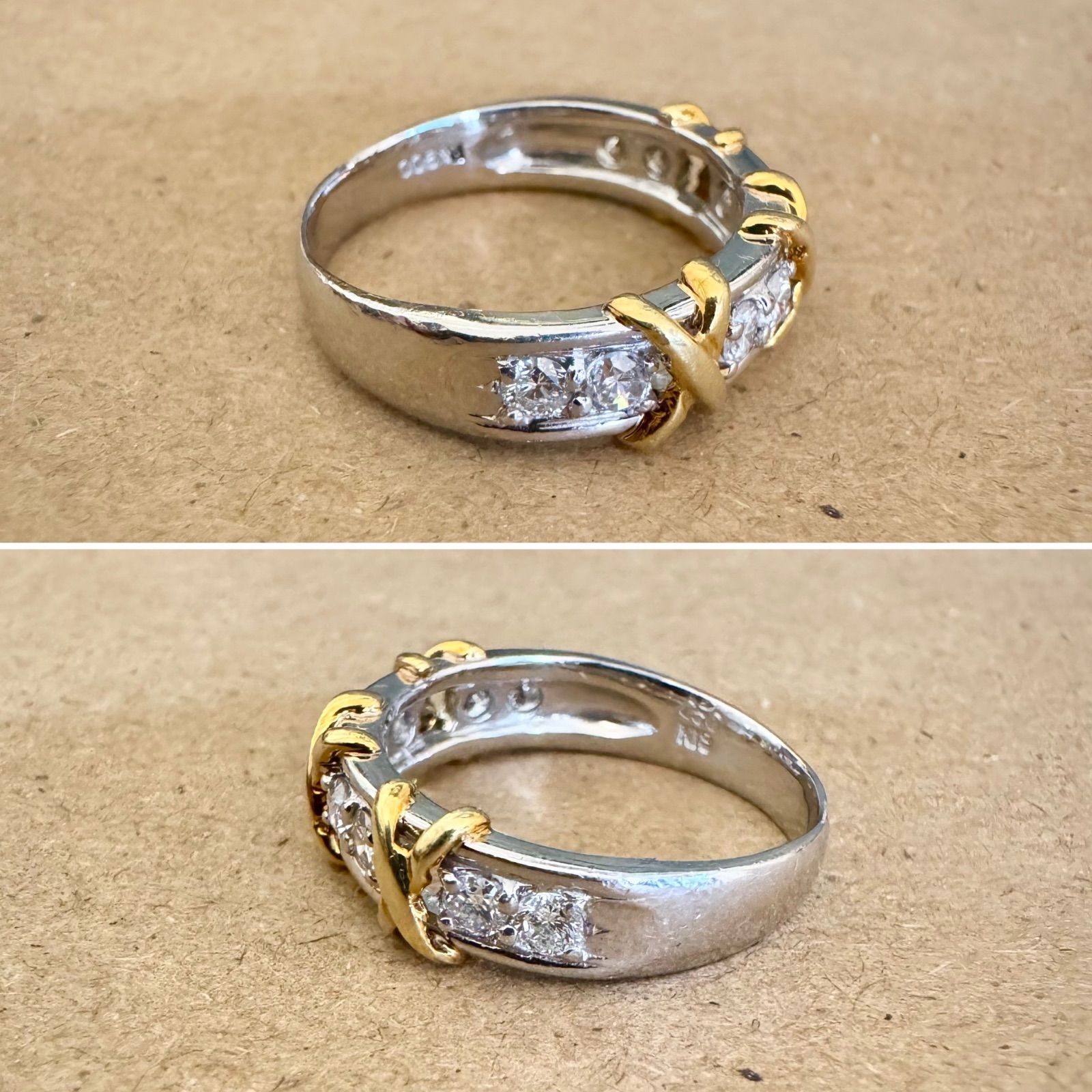 指輪】13号 プラチナと18金のコンビリング 指輪 K18YG×Pt900 18金