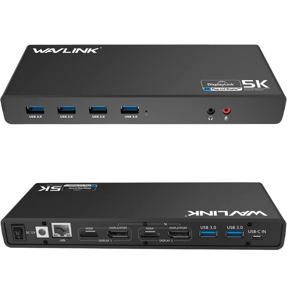 【在庫処分】CウルトラHD 3.0/USB / 5Kユニバーサルドッキングステーション、2xディスプレイポート、2xHDMI、ギガビットイーサネット、6 USB USB WAVLINK 3.0ポート、PD機能を対応しないデュアル4Kビデ