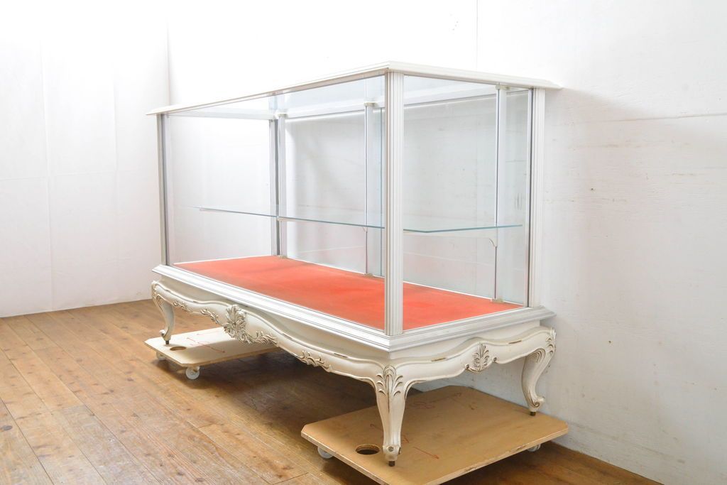 ☆事前問合せ必須☆ 横長ガラスケース 中古 希少デザイン スチール製