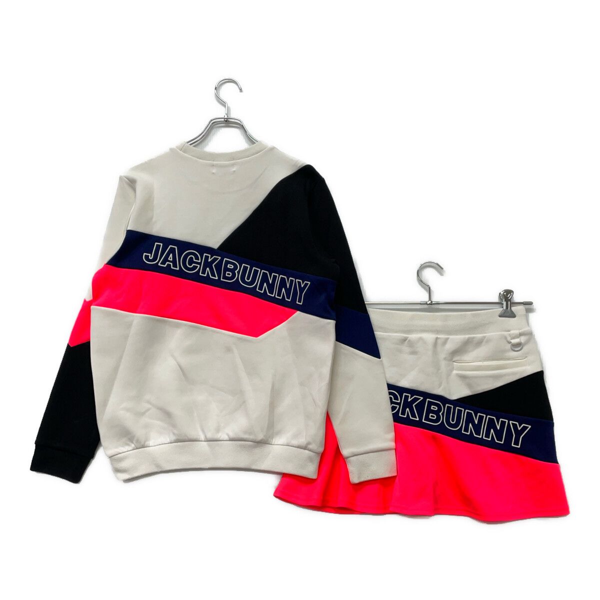 レディース ジャックバニー Jack Bunny!! セットアップ 2 L 白×ピンク ダンボールニット 長袖トレーナー×スカート