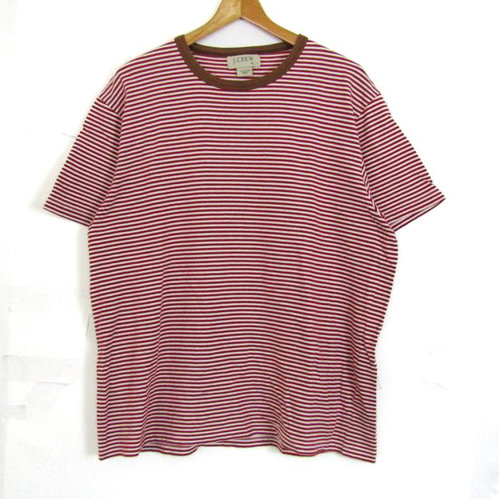 ジェイクルー 半袖シャツ ボーダー トップス コットン100% 大きいサイズ メンズ XLサイズ レッド系 J.CREW 