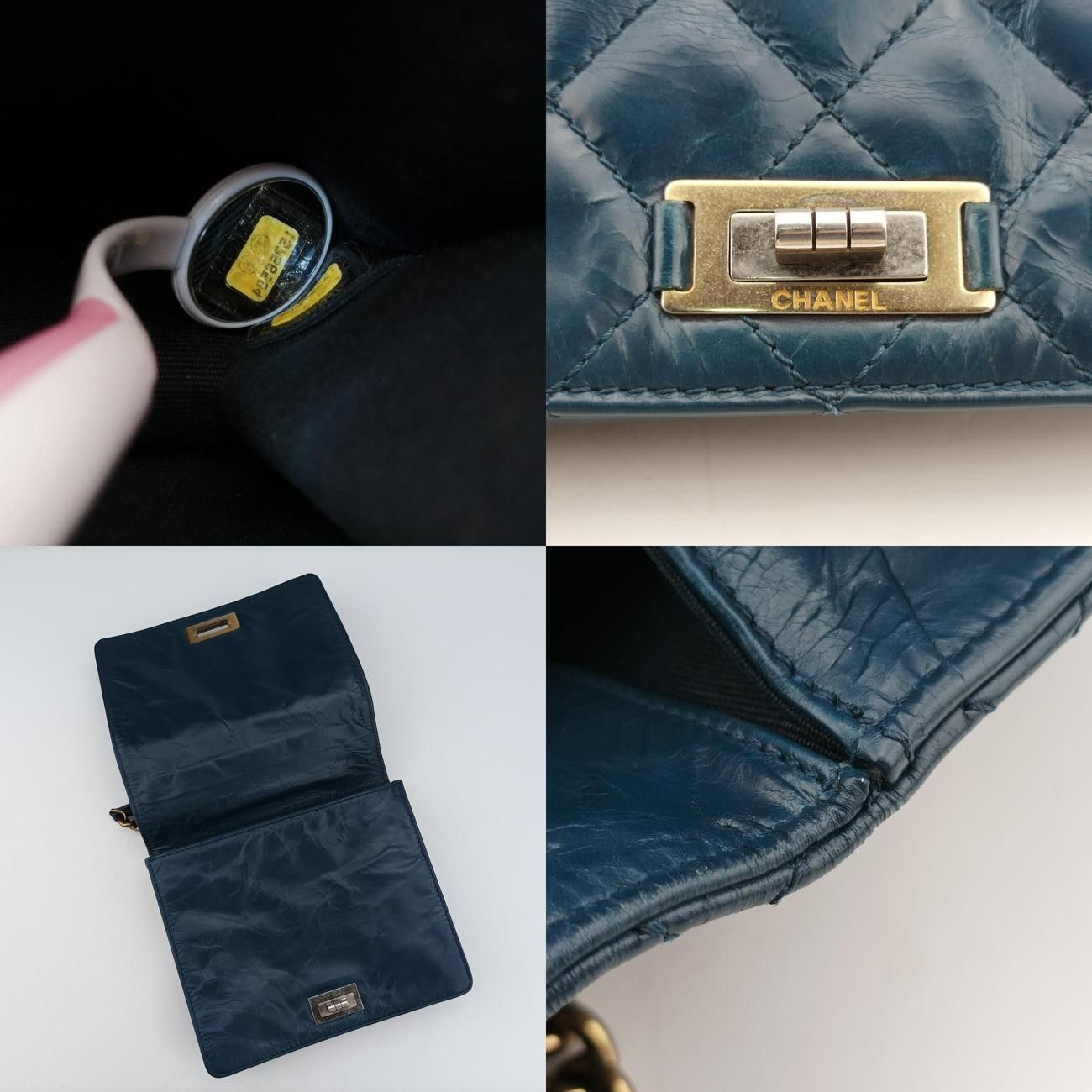 シャネルChanel2.55マトラッセネイビーラムスキンA6681615756594