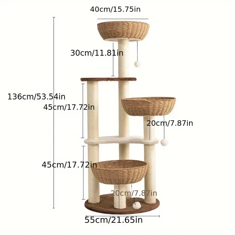 大きな猫のためのモダンなキャットツリータワー、編まれた猫の巣の多段式の巨大なキャットタワー、シサルロープの猫の爪とぎポストとジャンププラットフォーム、高級キャットコンド