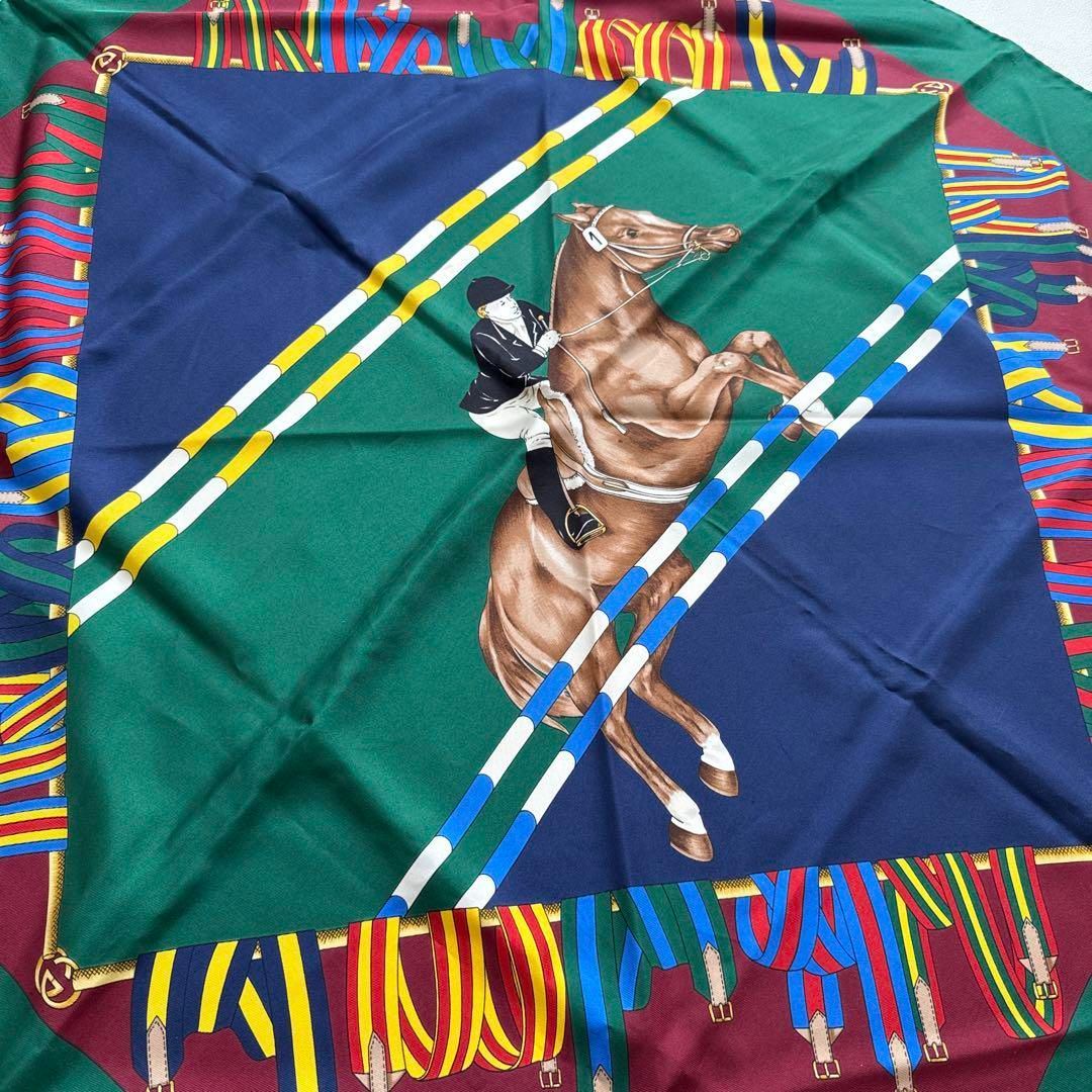 専用【美品・1点物】グッチ　ヴィンテージ　ホース　馬　大判スカーフ　シルク GUCCI グッチ ホースビット馬車 馬具柄 シルク100％ 大判