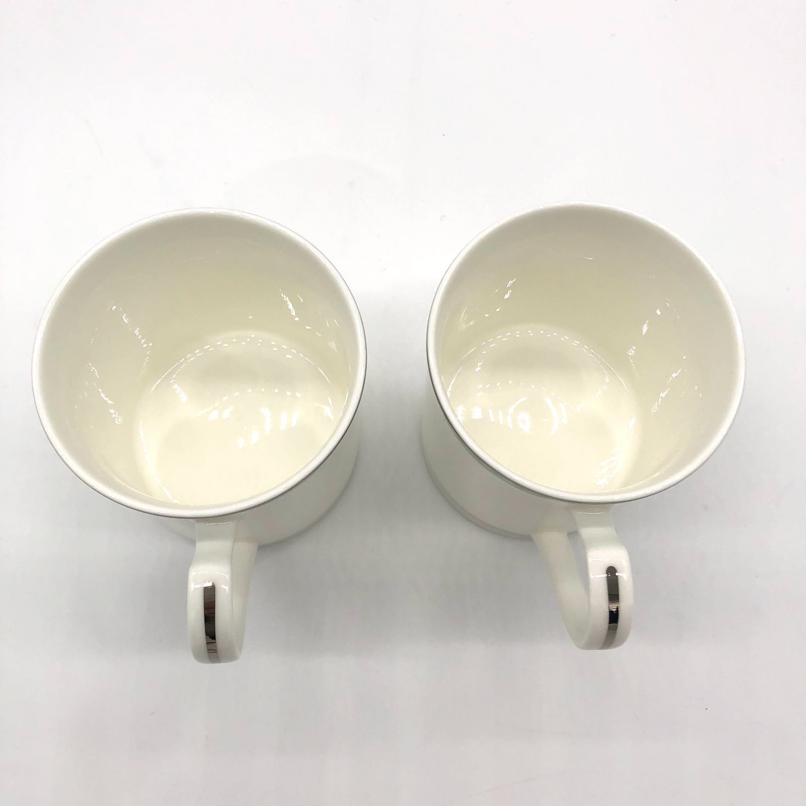 ▽【未使用品】ティファニー プラチナブルーバンドマグ ペアカップ 