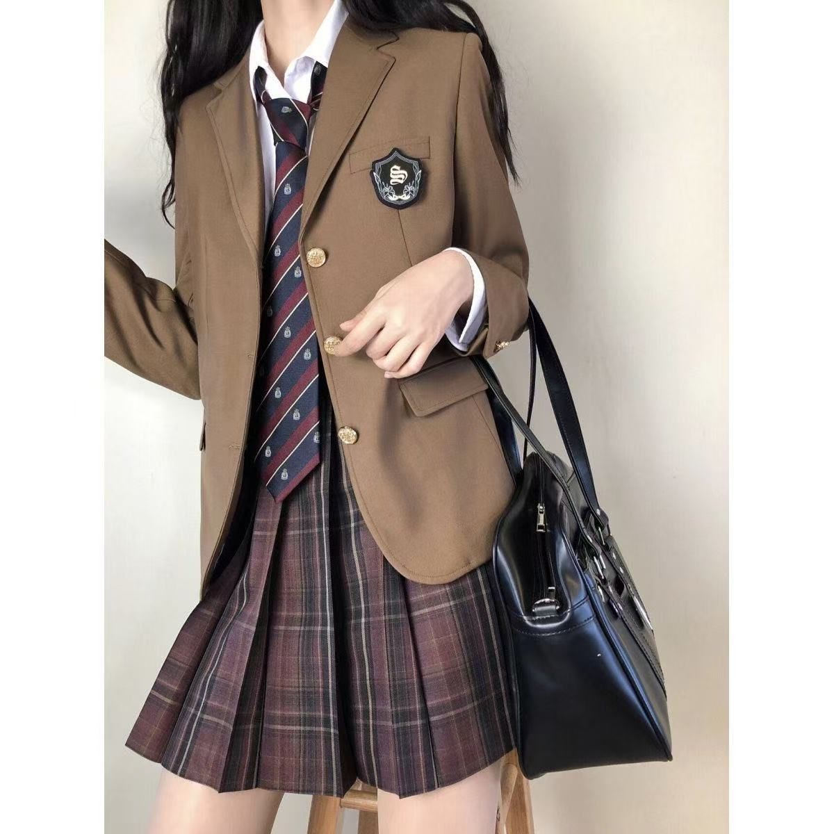 JK　逆さ　ハーパン 制服ブレザー 2つボタンジャケット ワッペン付き 女子高生 スクールブレザー ジャケット ブレザー 長袖 JK制服 高校生 学生 中学 通学 卒業式  - メルカリ
