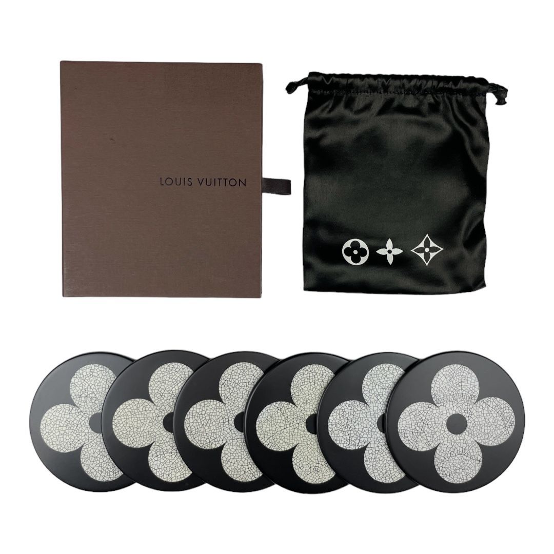 LOUIS VUITTON ルイヴィトン 漆と卵殻のコースター フラワー