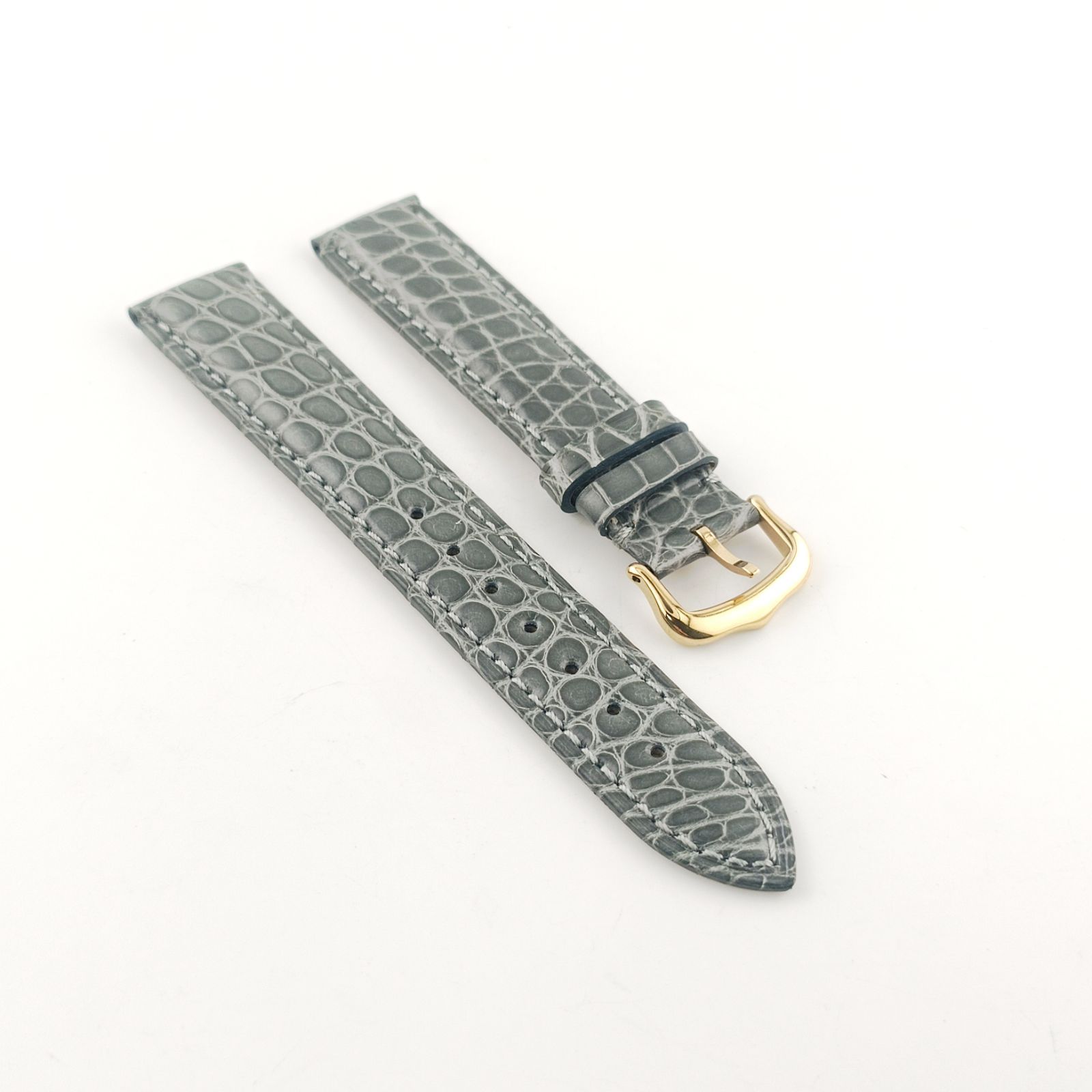 17mm 腕時計 アリゲーター レザー ベルト グレー 尾錠タイプ 対応 カルティエ タンク 等 Cartier