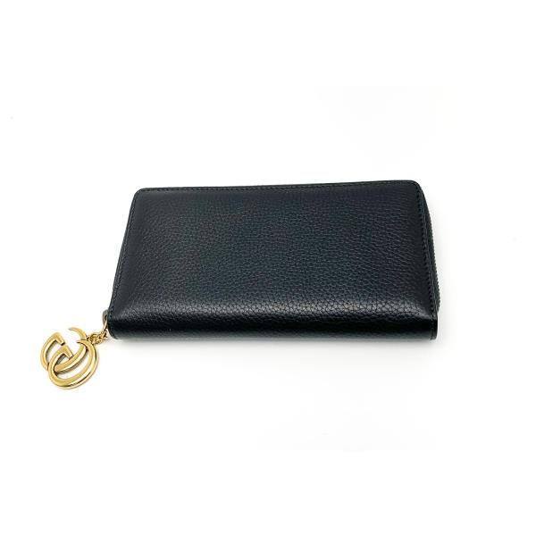 GUCCI 長財布 マーモント ブラック ラウンドファスナー 付属品 GUCCI グッチ GGマーモント 黒 ブラック カーフ ラウンドファスナー長