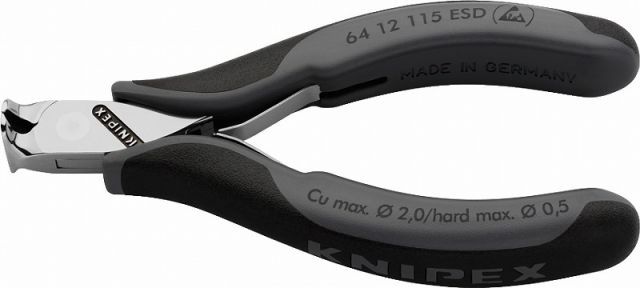 クニペックス KNIPEX ESDエレクトロニクスエンドカッティングニッパー115mmコンフォートハンドル6412-115ESD 6412115ESD