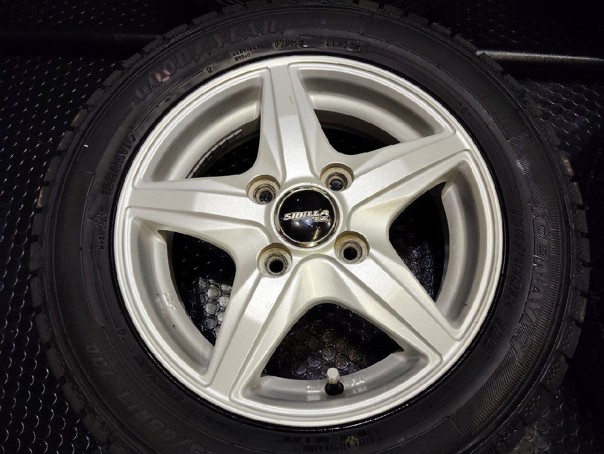 走行短め GOODYEAR ICENAVI7 155 65R13 スタッドレス TOPY SIBILLA TZ 13インチ 4J4HPCD100 43 22年製 eKワゴン ムーヴ KTM526