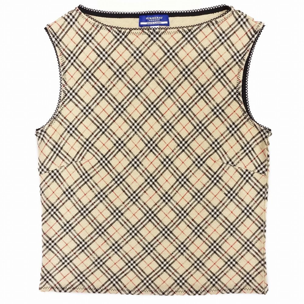 バーバリーブルーレーベル　Tシャツ　カットソー　ノバチェック　ベージュ　ロゴ バーバリーブルーレーベル BURBERRY BLUE LABEL 半袖 Tシャツ