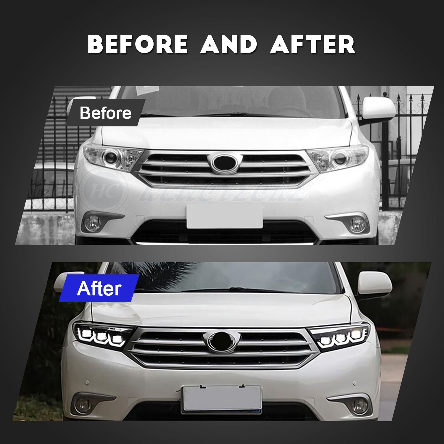 適用 トヨタ ハイランダー Highlander 12-14 デビルアイ ヘッドライト 総成品 改装 9.23