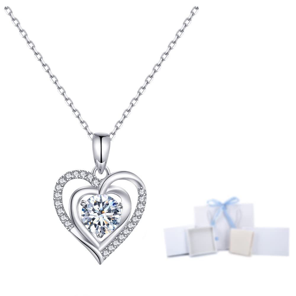 【人気商品】[Free bird] ハート ネックレス レディース 5A ジルコニア 採用 ペンダント シルバー 925 誕生日 母の日のプレゼント人気 女性 ジュエリー