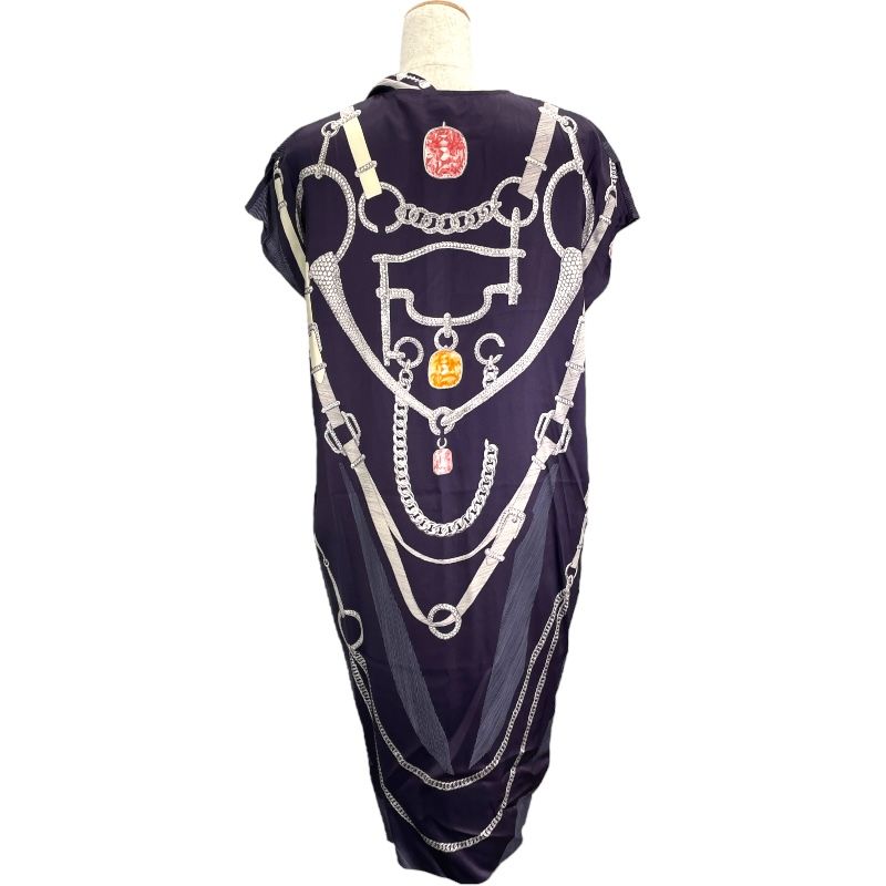 ベルト柄シルクワンピース