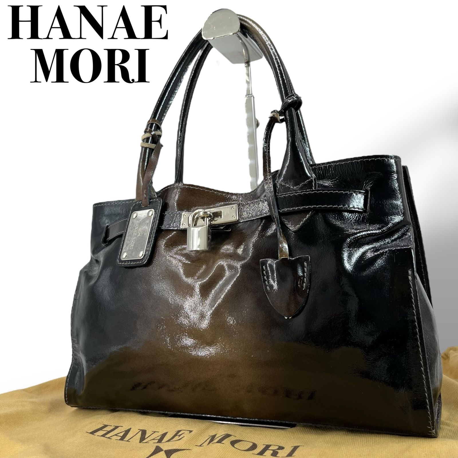 HANAE MORI ハナエモリ トートバッグ レディース エナメル 光沢 南京錠 肩掛け 5091