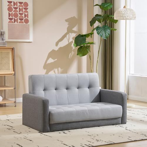 簡単組み立て 2WAY 幅約110cm ファブリック 天然木脚 肘付き おしゃれ  