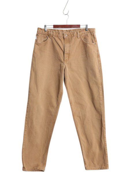 カーハート コットン ダック パンツ メンズ 実寸 36 33 / ワーク ストレート テーパード ボトムス ヘビーウェイト ワンポイント ブラウン お得なクーポン配布中!】 カーハート コットン ダック パンツ メンズ