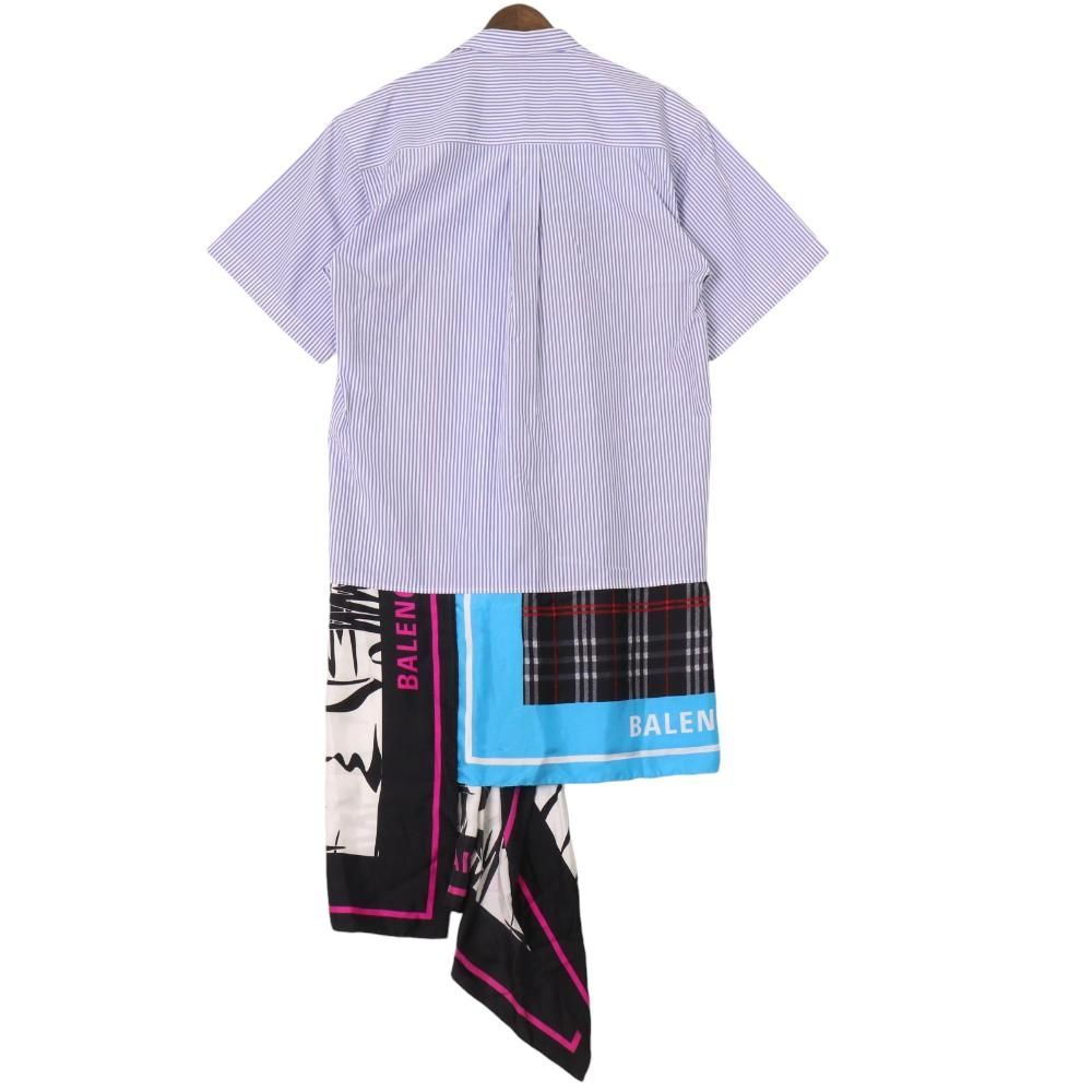 バレンシアガ BALENCIAGA スカーフドッキング シャツワンピース バレンシアガ BALENCIAGA スカーフドッキング シャツワンピース 【公式