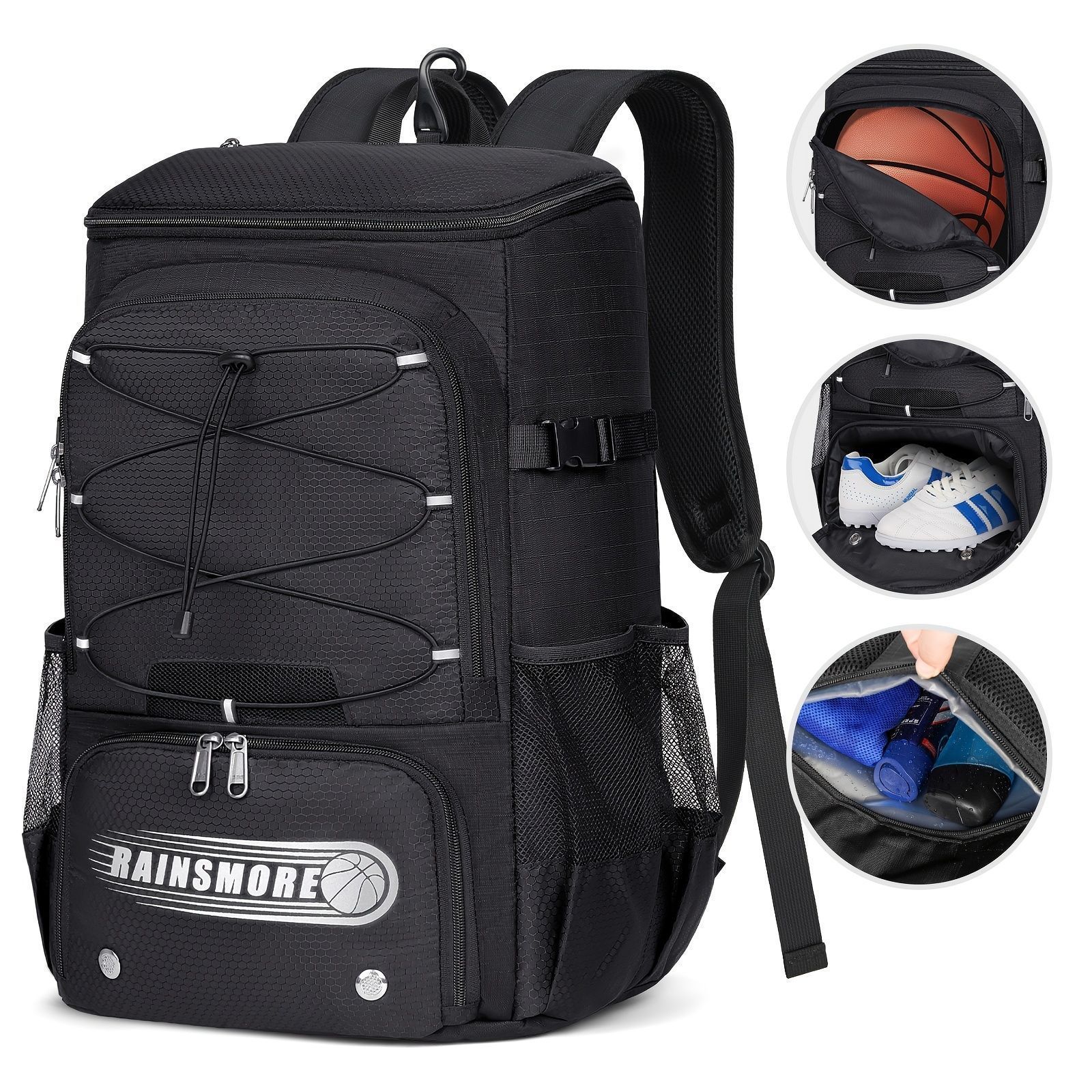 バックパック リュックサック スポーツ ボール シューズ 靴 大容量 45L 防水 ブラック グレー 迷彩ピンク 収納 おしゃれ シンプル 部活動