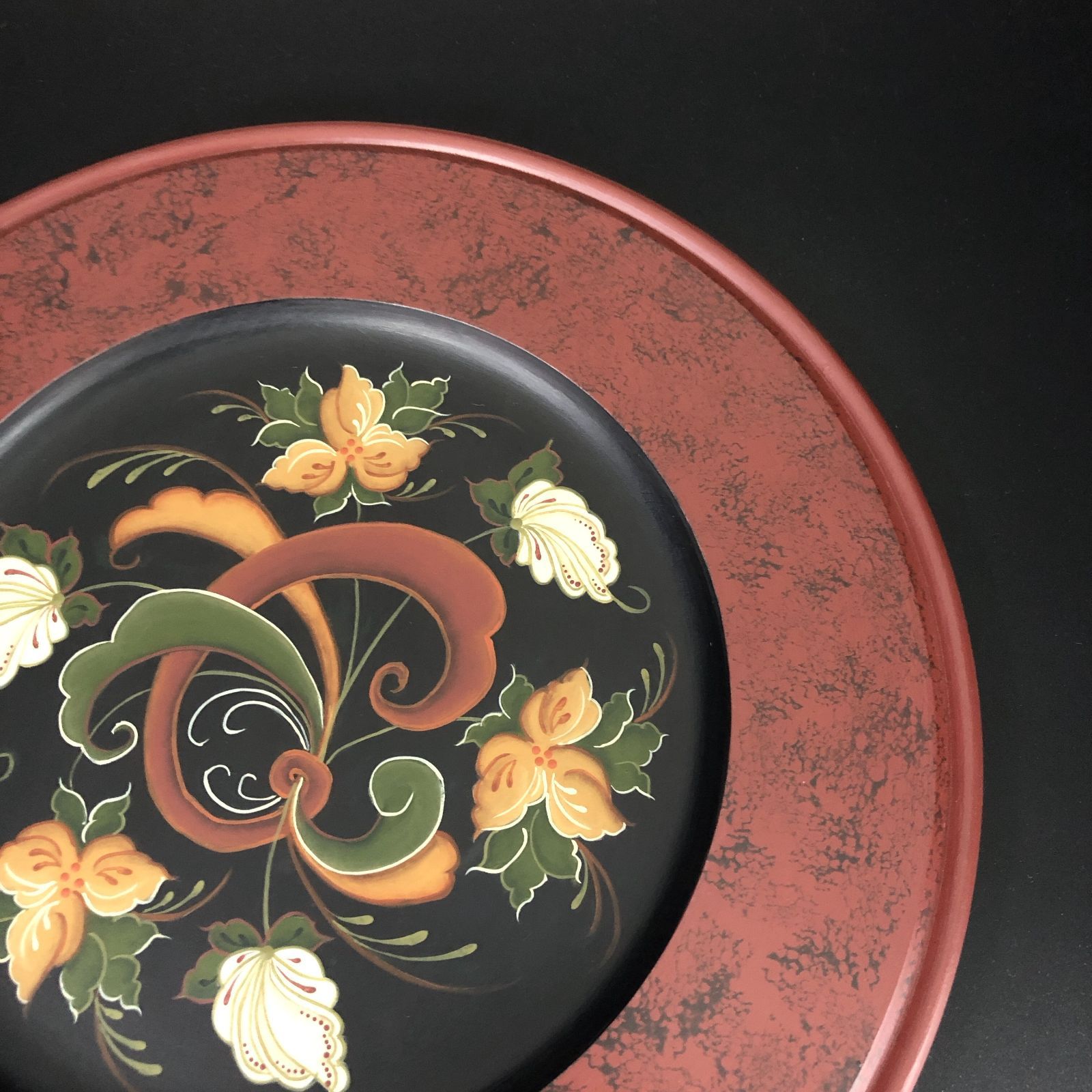 【トールペイント  作品 E 】ローズマリング トレイ トールペイント 作品 E 】ローズマリング トレイ