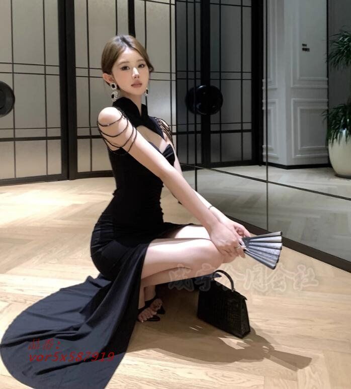 【早い者勝ち！】BOSS ノースリーブ ロングワンピース　ドレス 胸元オープン タイトワンピース ロングドレス ノースリーブ
