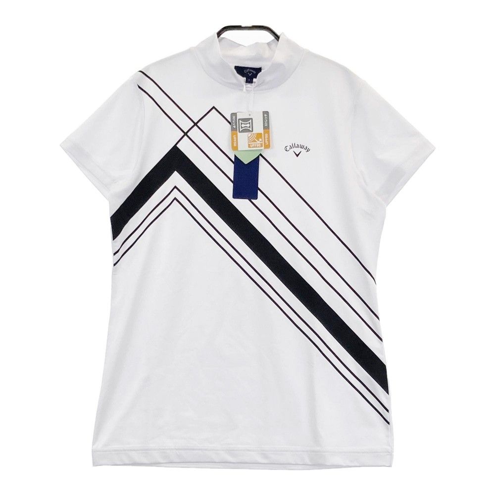 サイズ：L CALLAWAY キャロウェイ  フロントプリント ハイネック 半袖Tシャツ  ホワイト系 [240101415261] ゴルフウェア レディース ストスト サイズ：L CALLAWAY キャロウェイ フロントプリント ハイネック