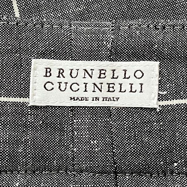 BRUNELLO CUCINELLI(ブルネロクチネリ) パンツ サイズ44 L レディース美品 - グレー×白 クロップド(半端丈)/ストライプ