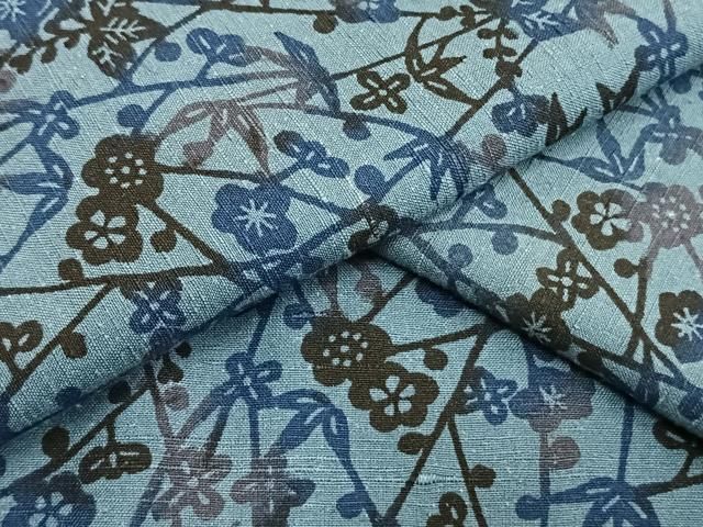 平和屋着物▽上質な小紋　単衣　紬地　型染め　草花文　藍　正絹　逸品　AAAV2857fy 平和屋着物▽上質な小紋 単衣 紬地 型染め 草花文 藍 正絹 逸品
