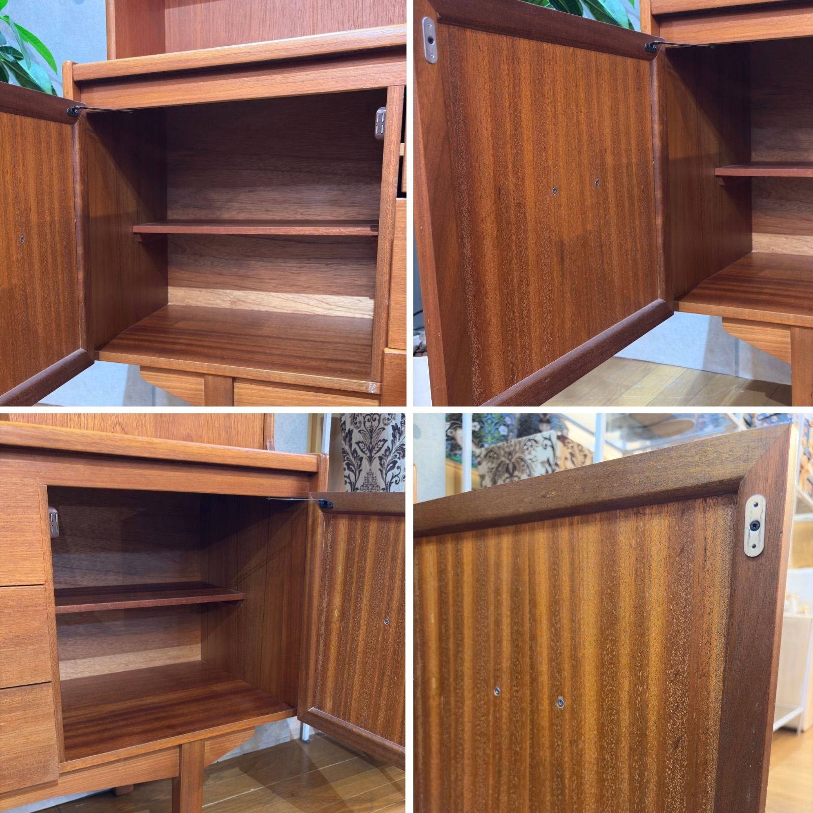 シェルフ付きサイドボード チーク材