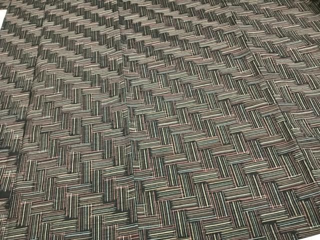 平和屋着物▽上質な紬 単衣 網目文 ロング丈 正絹 逸品 AAAV2614fy