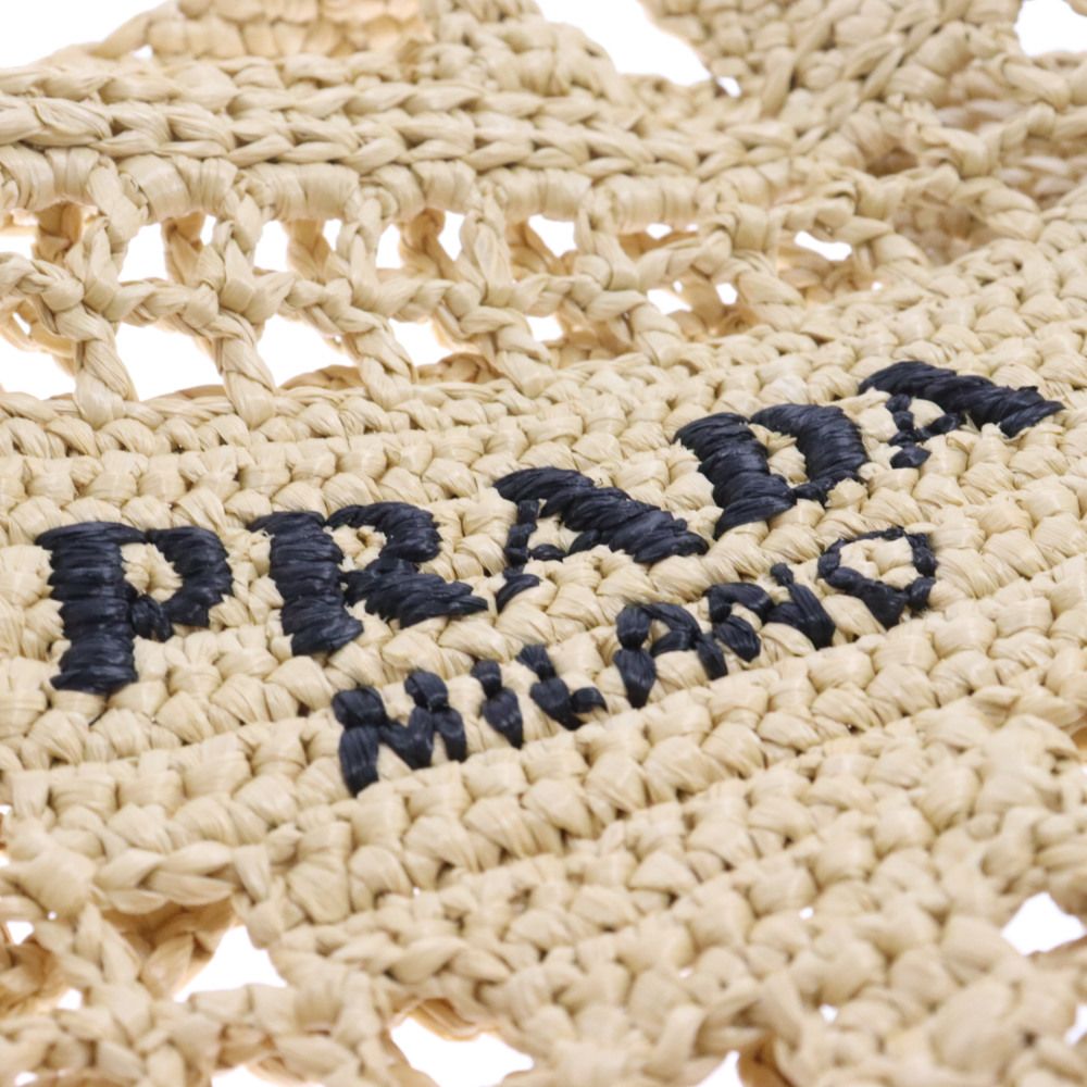 PRADA (プラダ) スモールクロシェ ラフィア ナチュラル ストロー