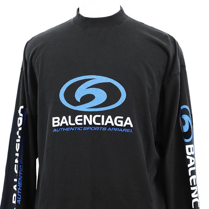 BALENCIAGA バレンシアガ セーター スウェット 製 ロゴ プリント ダメージ加工 ロングスリーブ クルーネック 長袖 丸首 トップス ユニセックス サイズ L ブラック 黒 ポルトガル製