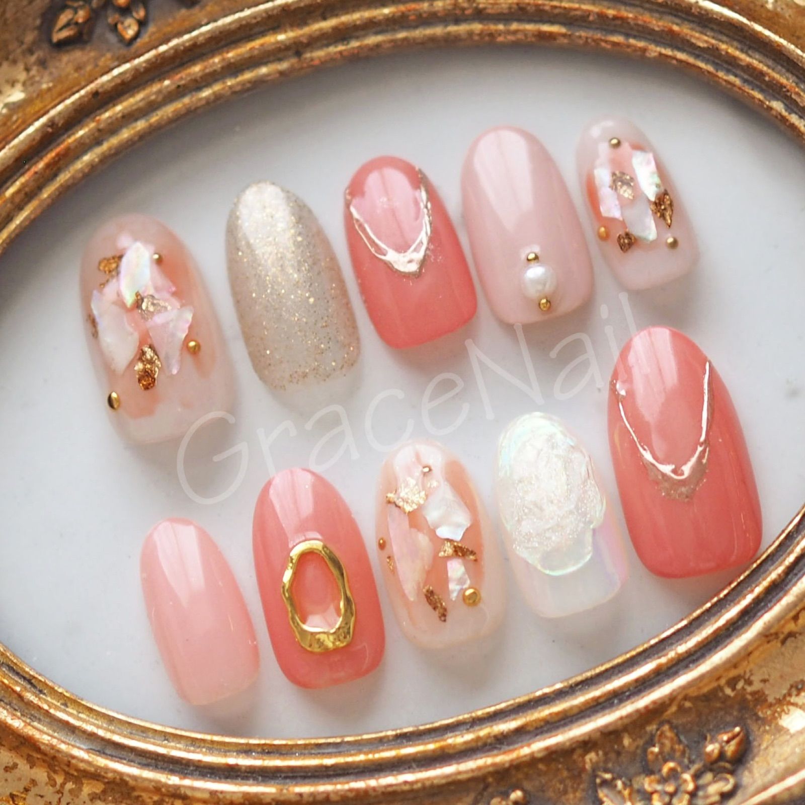 No.2148 現品販売！ネイルチップ オレンジ/ニュアンス/シェル