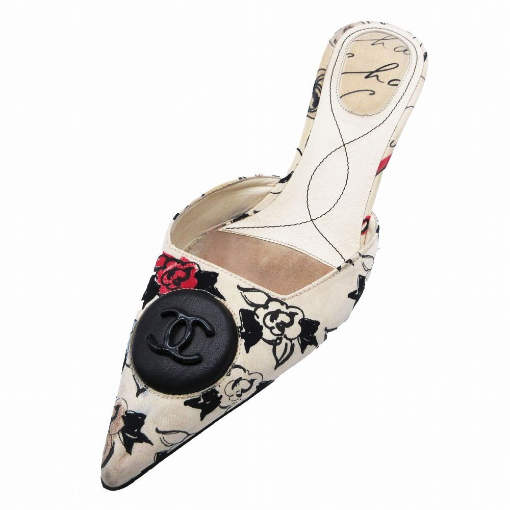 CHANEL フラワーモチーフ サンダル ミュール CHANEL シャネル 花柄 フラワー ミュール サンダル CC ココ