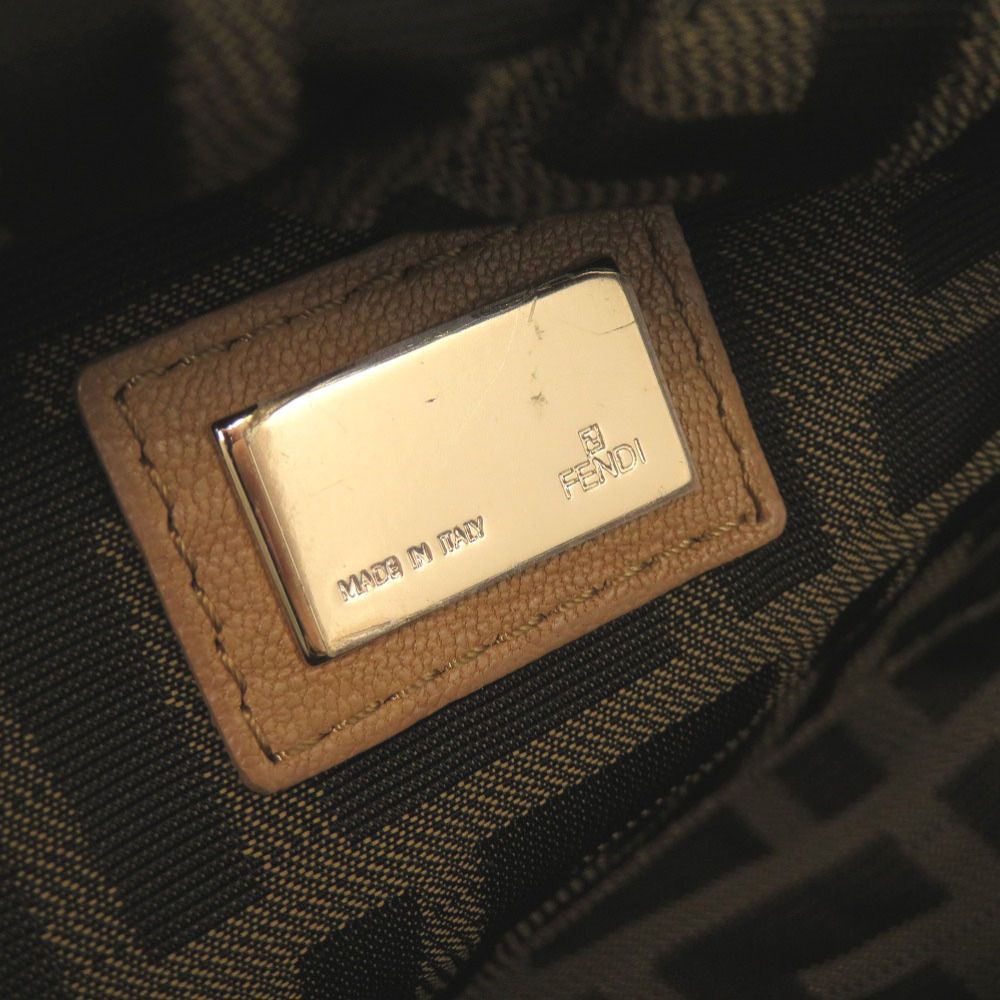 【美品】FENDI フェンディ ズッカ柄 スパイバッグ レザー　ハンドバッグ フェンディ FENDI ズッカ ミニ スパイバッグ 8BL078 ゴールド